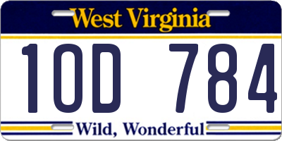 WV license plate 1OD784