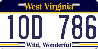WV license plate 1OD786