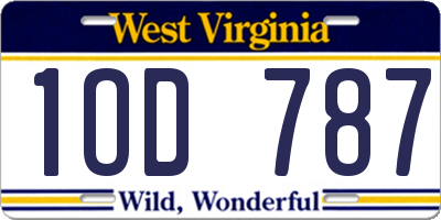 WV license plate 1OD787