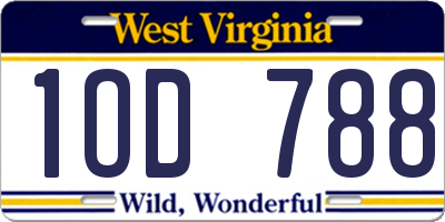 WV license plate 1OD788