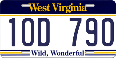 WV license plate 1OD790