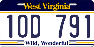 WV license plate 1OD791