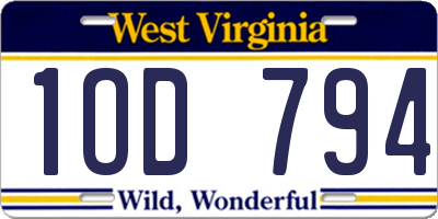 WV license plate 1OD794