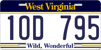 WV license plate 1OD795