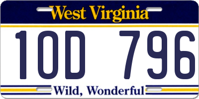 WV license plate 1OD796