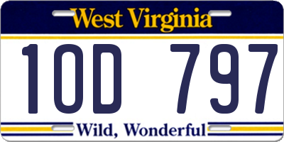 WV license plate 1OD797