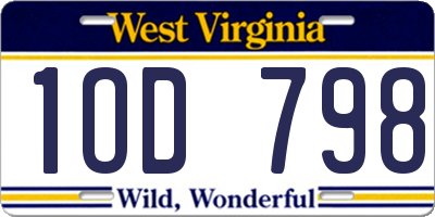 WV license plate 1OD798