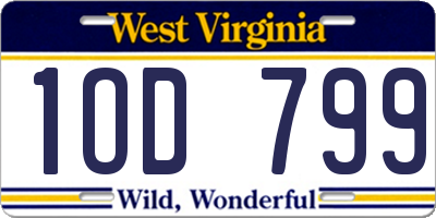 WV license plate 1OD799