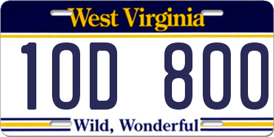 WV license plate 1OD800
