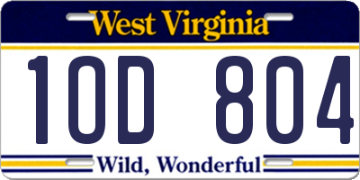 WV license plate 1OD804