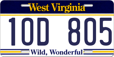 WV license plate 1OD805