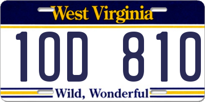 WV license plate 1OD810