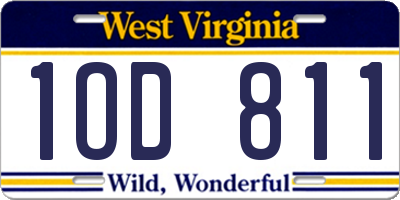 WV license plate 1OD811
