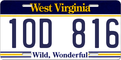 WV license plate 1OD816