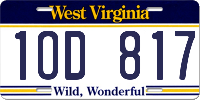 WV license plate 1OD817