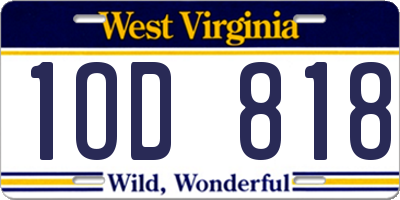 WV license plate 1OD818