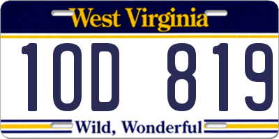 WV license plate 1OD819