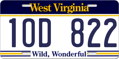 WV license plate 1OD822
