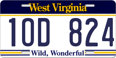 WV license plate 1OD824
