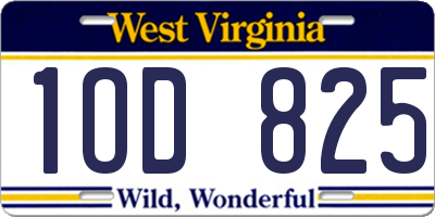 WV license plate 1OD825