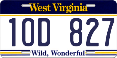WV license plate 1OD827