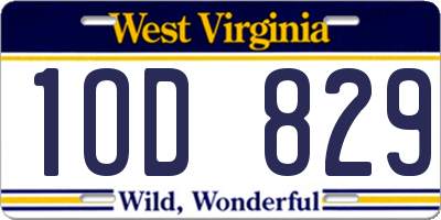 WV license plate 1OD829