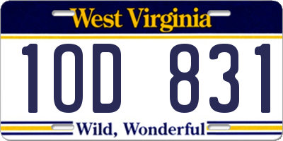 WV license plate 1OD831
