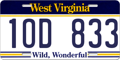 WV license plate 1OD833