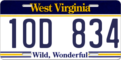 WV license plate 1OD834
