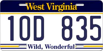 WV license plate 1OD835