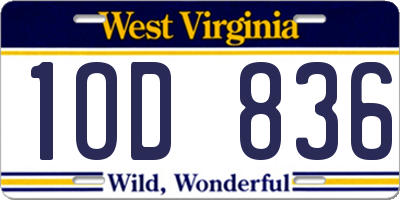 WV license plate 1OD836