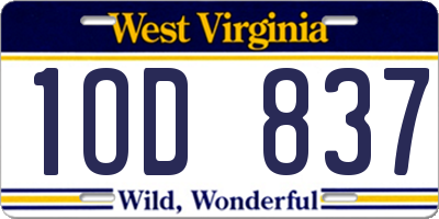 WV license plate 1OD837