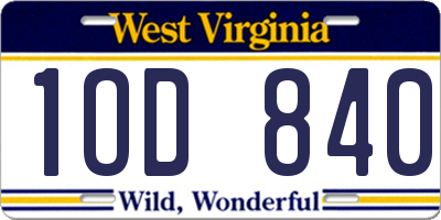 WV license plate 1OD840