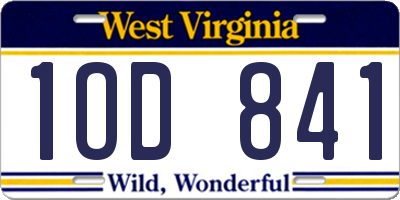 WV license plate 1OD841