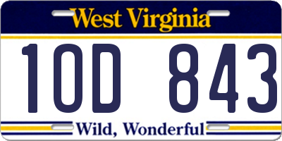WV license plate 1OD843