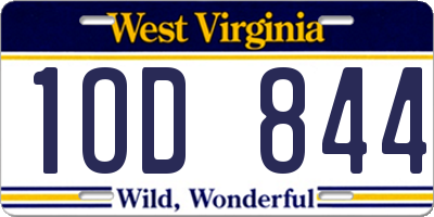 WV license plate 1OD844
