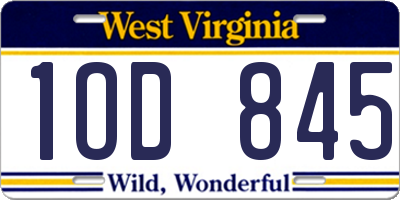 WV license plate 1OD845