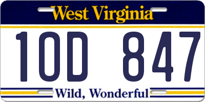 WV license plate 1OD847
