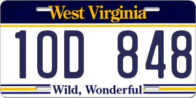 WV license plate 1OD848