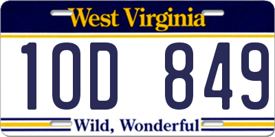 WV license plate 1OD849