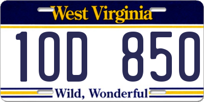 WV license plate 1OD850