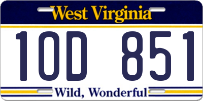 WV license plate 1OD851