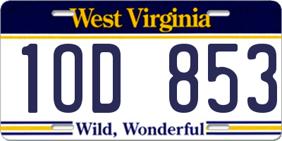 WV license plate 1OD853
