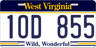 WV license plate 1OD855