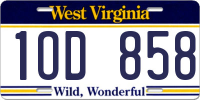 WV license plate 1OD858