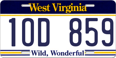 WV license plate 1OD859