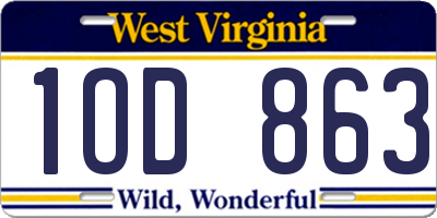 WV license plate 1OD863