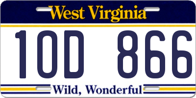 WV license plate 1OD866