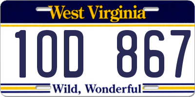 WV license plate 1OD867