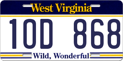 WV license plate 1OD868